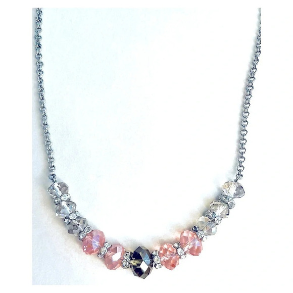 Loft Grey and Pink Crystal Necklace - Picture 2 of 3
